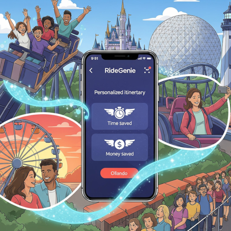 Happy family at a theme park